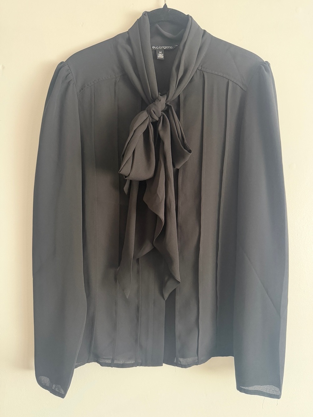 Eva Longoria The Limited Black Tie-Neck Blouse